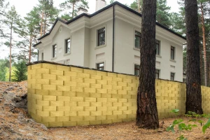 Подпорная стена (блок) декоративный 310х400х160 мм, желтый